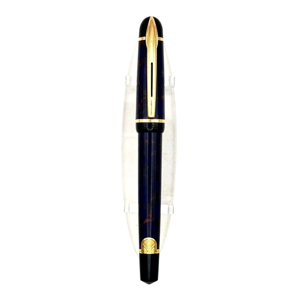 Waterman Phileas Purple Marble Fountain Pen M 2-Tone Nib Goldtone Vintage France